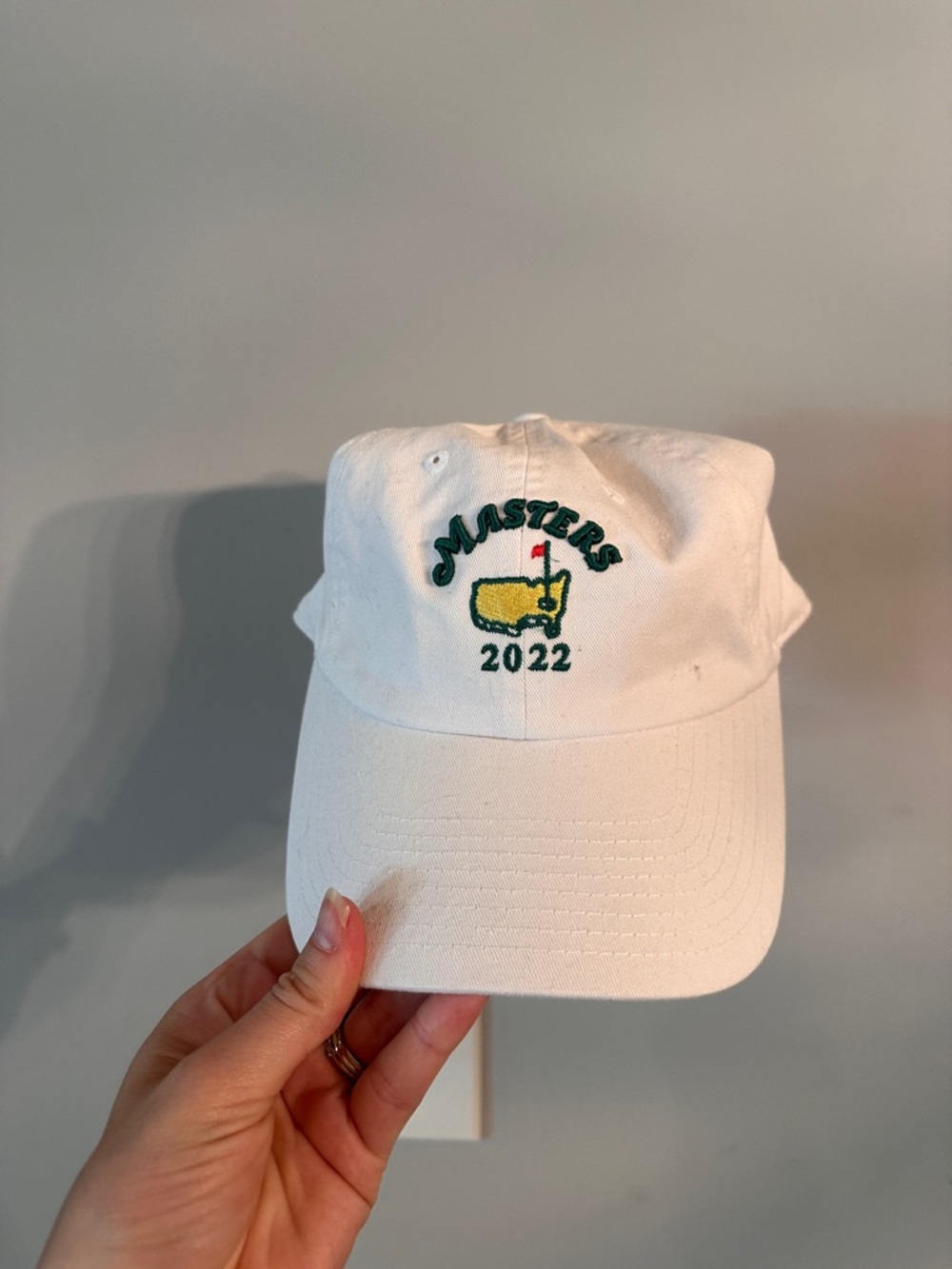 Masters 2022 White Embroidered Golf Cap with Green & Yellow Logo